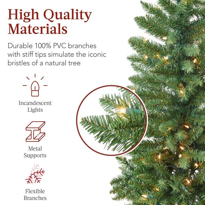 Best Choice Products 4.5ft Prelit Pencil Christmas Tree, Spruce Style Holiday Decor w/ 288 Tips, 150 Lights, Base