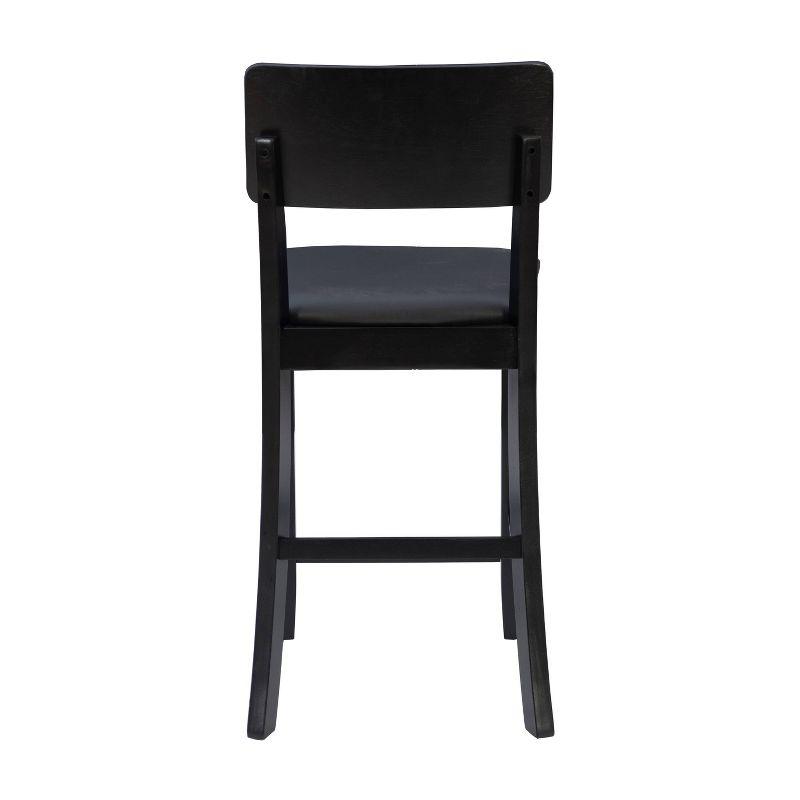 Linon Torino Faux Leather Contemporary 24" Padded Seat Counter Height Barstool Hardwood/Black: Modern Design, Solid Back