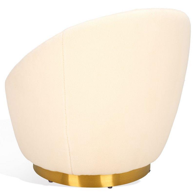 Pippa Faux Shearling Swivel Chair - Ivory/Gold - Safavieh