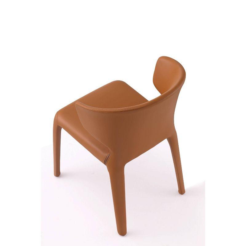 Set of 2 Conrad Faux Leather Dining Chairs Saddle - Manhattan Comfort: Mid-Century Modern, Metal Frame, Cushioned