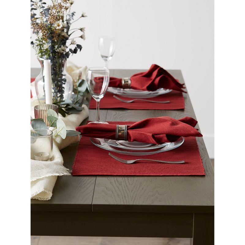 DII Ribbed Solid Placemat Set 6 Piece, Barn Red, 13x19"