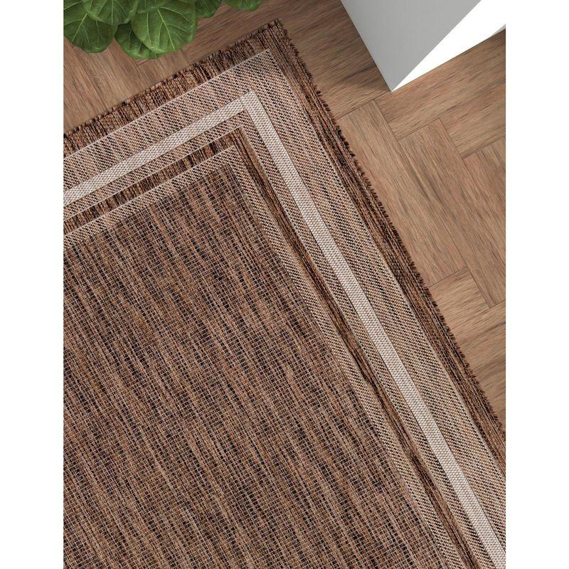 Unique Loom 5' 3 x 8' 0 Rectangle Indoor/Outdoor Border Brown Area Rug