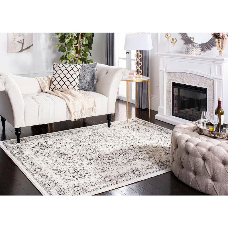 Silver Floral Reversible Synthetic 4' x 6' Area Rug