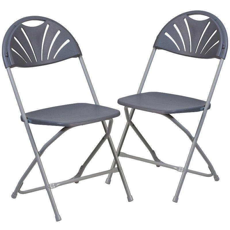 Charcoal Fan Back Plastic Folding Chair Duo, 650 lb. Capacity