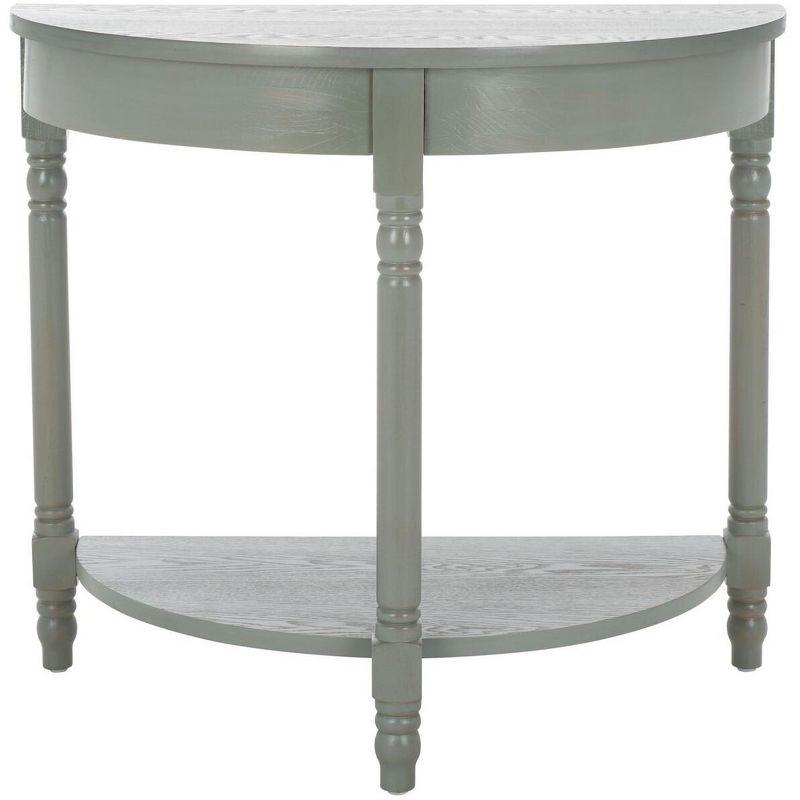 Ash Gray Wood Demilune Hallway Table with Storage