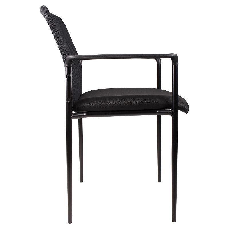 Sleek Black Mesh Guest Chair with Fixed Arms and Metal Frame