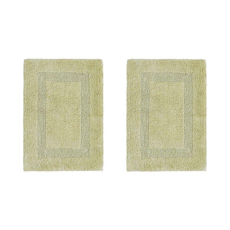 Better Trends Lux 100% Cotton Tufted Solid Reversible Bath Rug Set 2 PC (17" x 24" | 17" x 24") - Sage