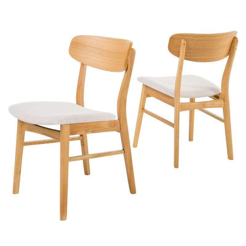 Set of 2 Lucious Dining Chair Light Beige/Oak - Christopher Knight Home: Upholstered, Rubberwood Frame, Scandinavian Style
