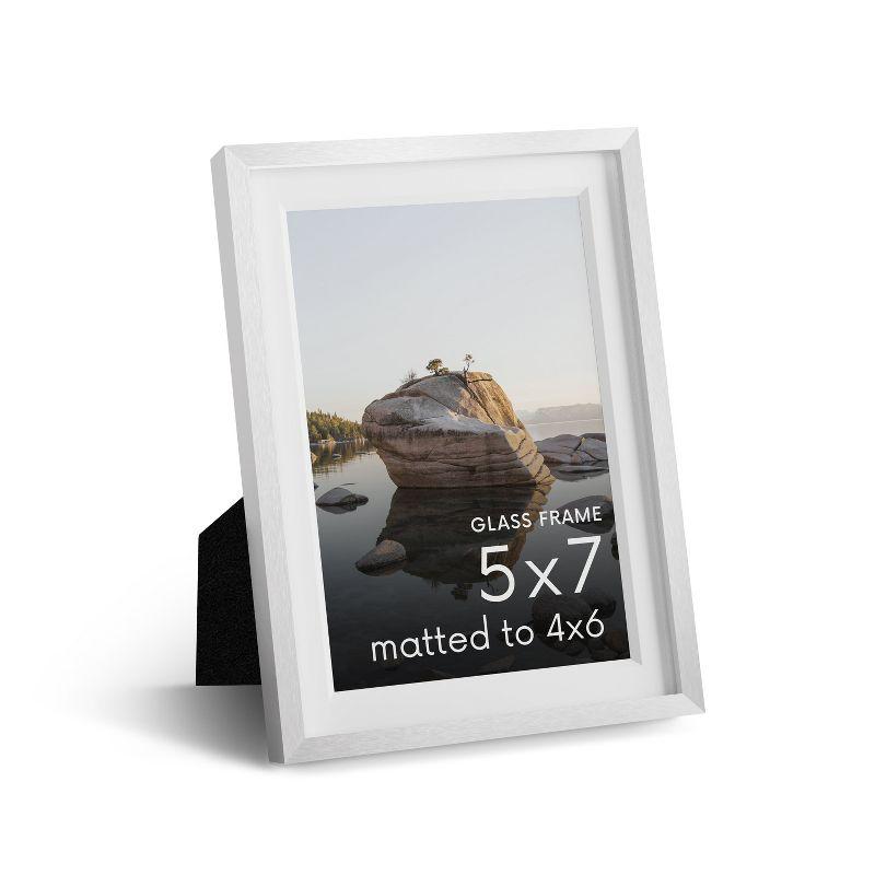 Haus and Hues Premium Brushed Metal Single Picture Frame with Real Glass