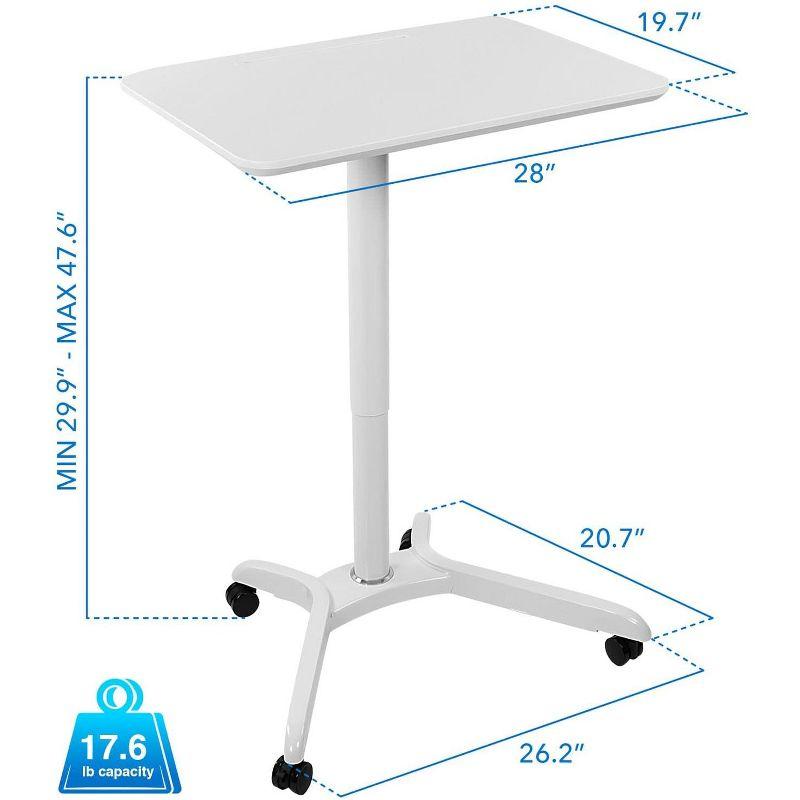 Mount-It! Standing Mobile Laptop Cart, Sit Stand Rolling Desk, Supports up to 17.6 Lbs., White