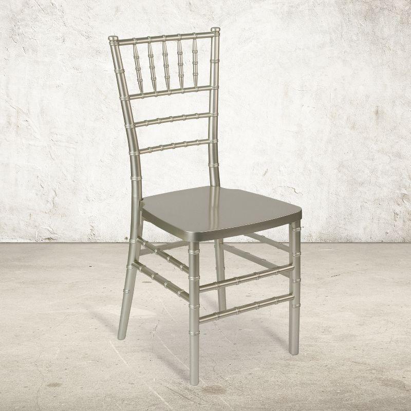 Silver Plastic Armless Chiavari Stacking Chair