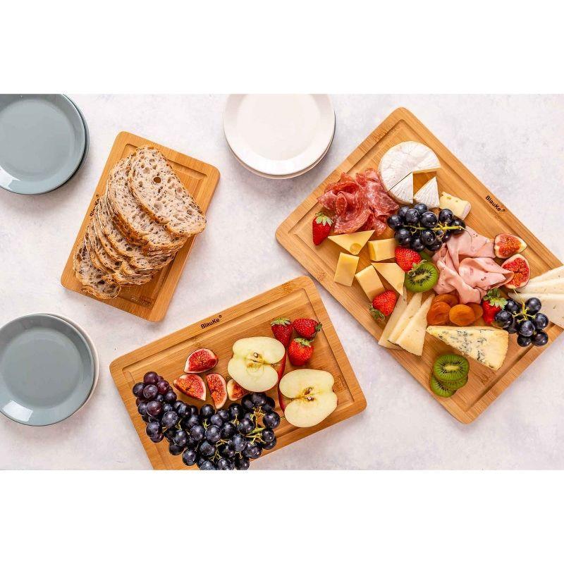BlauKe Set of 3 Bamboo Cutting Boards with Juice Groove
