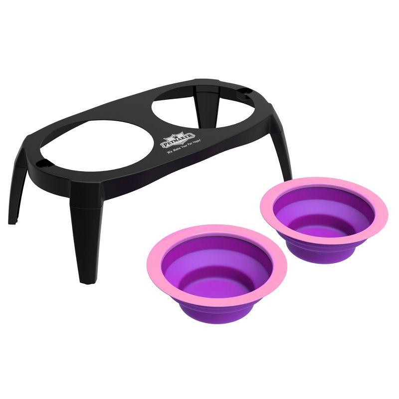 PETMAKER Raised Cat and Dog Food Bowl Stand, Pink