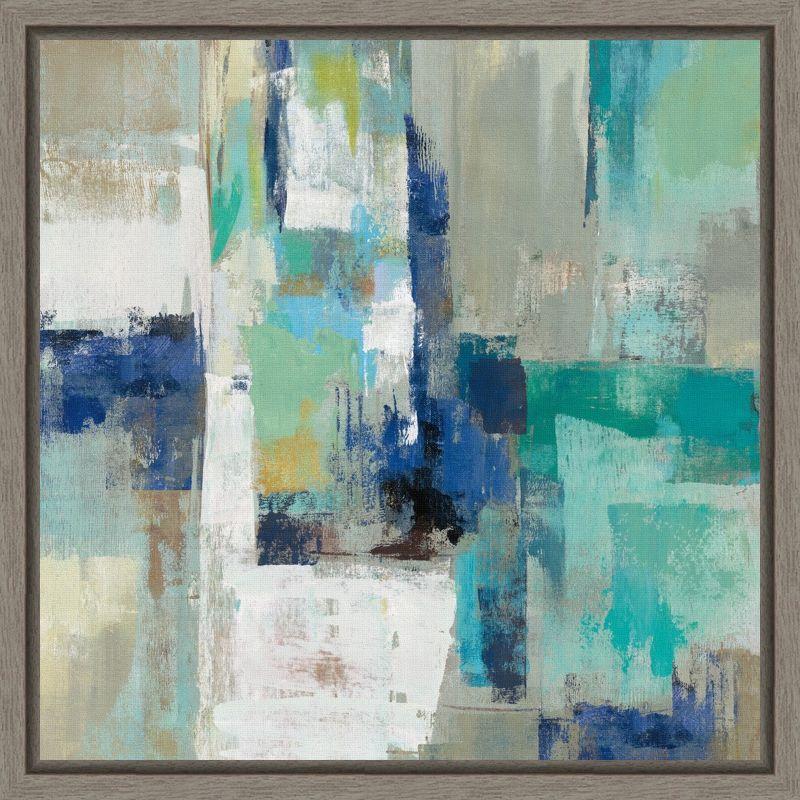 Abstract Blue and Beige Canvas Wall Art Print