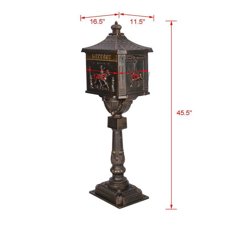 Bronze Lockable Cast Aluminum Post Mount Mailbox