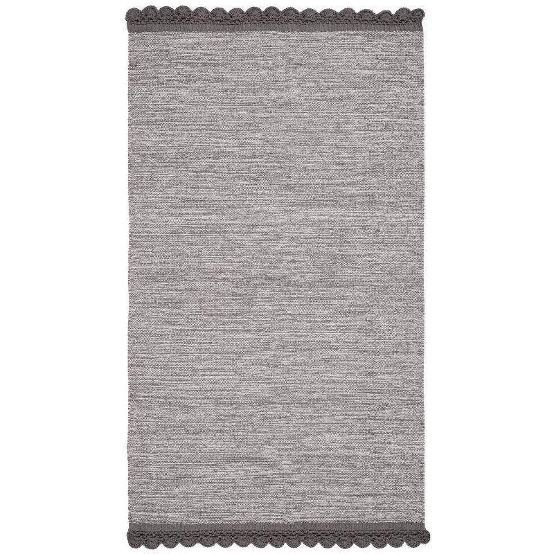 Charcoal Cotton Hand-Woven Flatweave 3' x 5' Area Rug