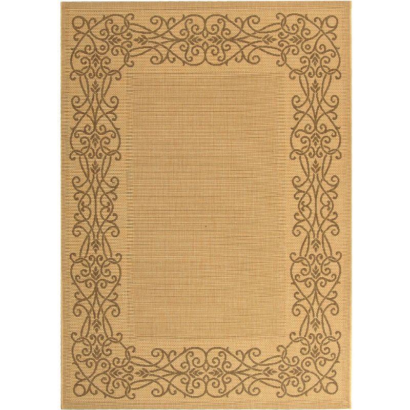 Courtyard CY1588 Power Loomed Indoor and Outdoor Area Rug - Natural/Brown - 4'x5'7" - Safavieh