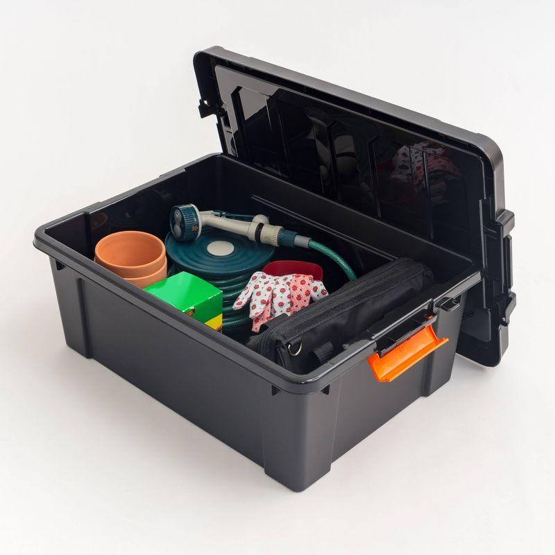 Rugged Black 47 Qt. Stackable Heavy-Duty Storage Bin with Secure Lid