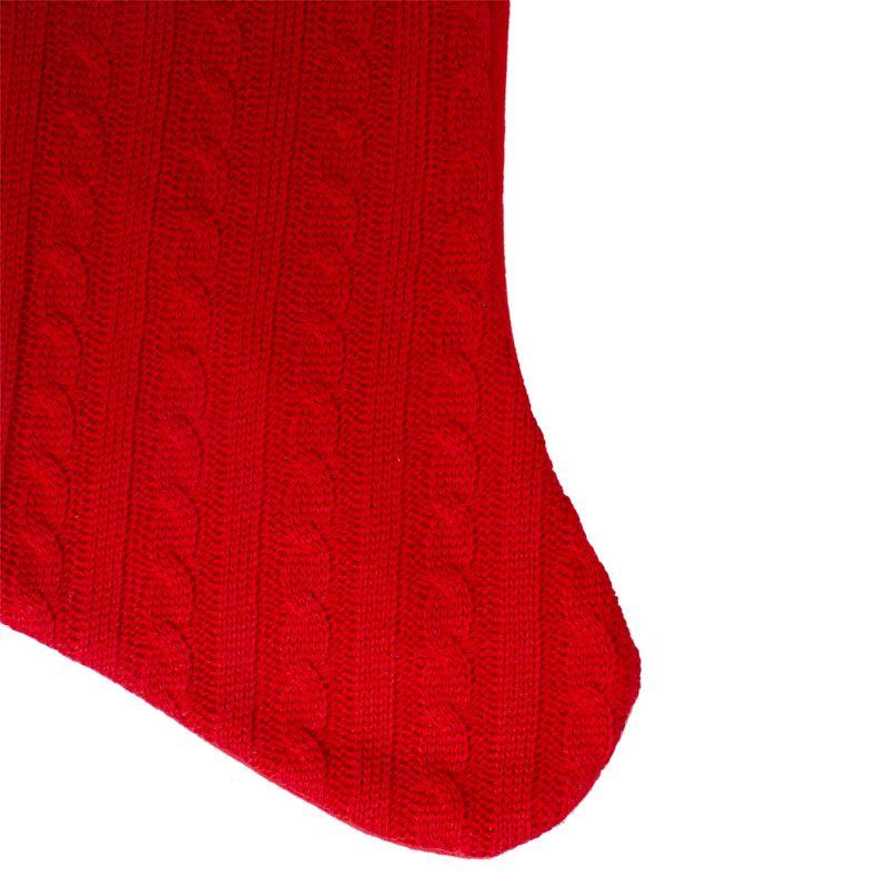 Northlight 19" Red and White Cable Knit Christmas Stocking with Fur Cuff