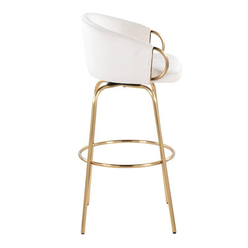 Set of 2 Claire Barstools Gold/Cream - LumiSource: Chic Velvet Upholstery, Fixed Height, Swivel Function