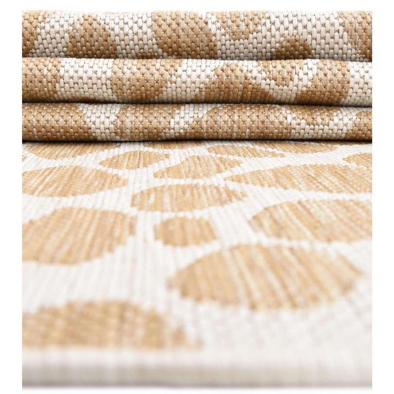 Beige Synthetic Flat Woven Outdoor Runner Rug