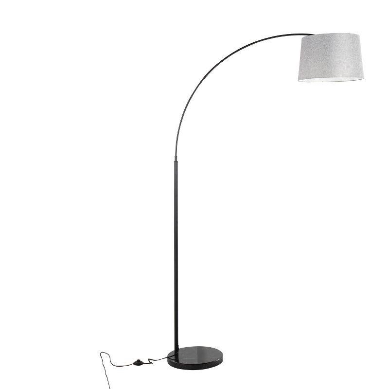 LumiSource March Contemporary Floor Lamp: Marble Base, Linen Drum Shade, UL Listed, 60W