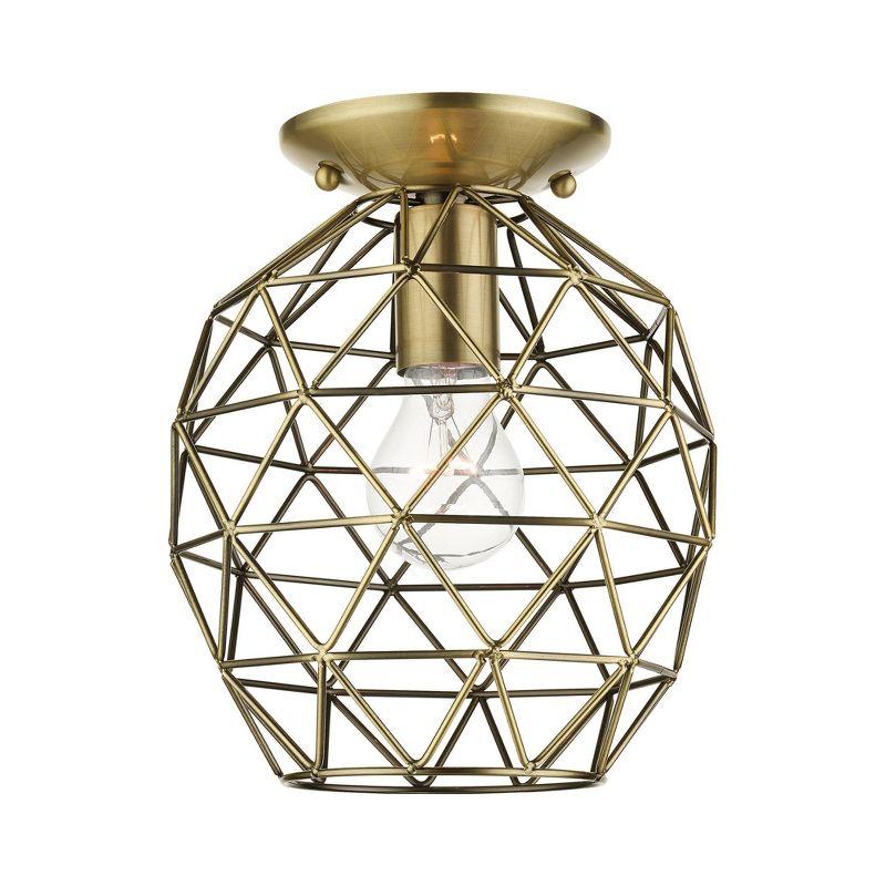 Livex Lighting Geometrix 1 - Light Flush Mount in  Antique Brass