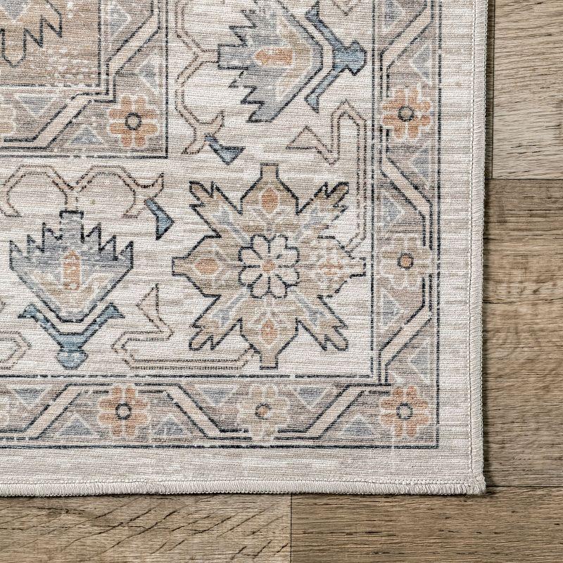 Nuloom Darby Persian Spill Proof Treated Pet Friendly Premium Machine Washable Area Rug, Square 6' x 6', Beige