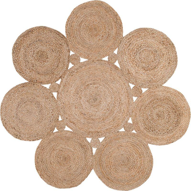 Braided Geometric Handmade Jute 4' Round Area Rug