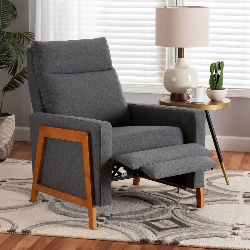 Halstein Mid Century Modern Fabric Upholstered Lounge Chair Gray - Baxton Studio