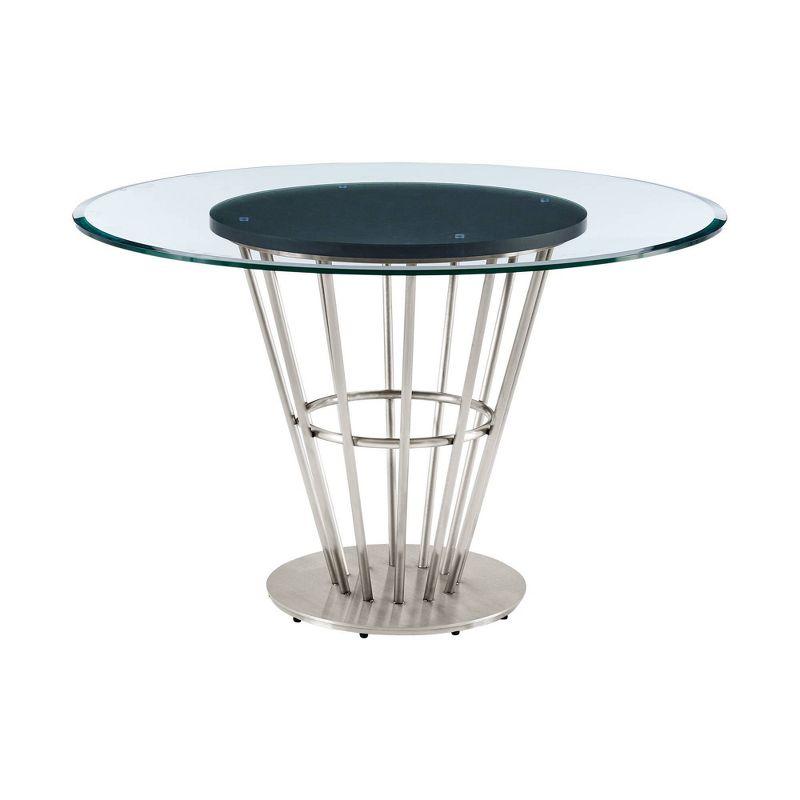 Veronica 48'' Round Glass and Walnut Dining Table