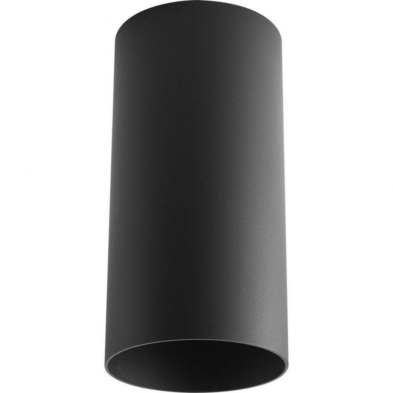 Progress Lighting, Cylinder Collection, 1-Light Flush Mount, Black Aluminum, No Shade