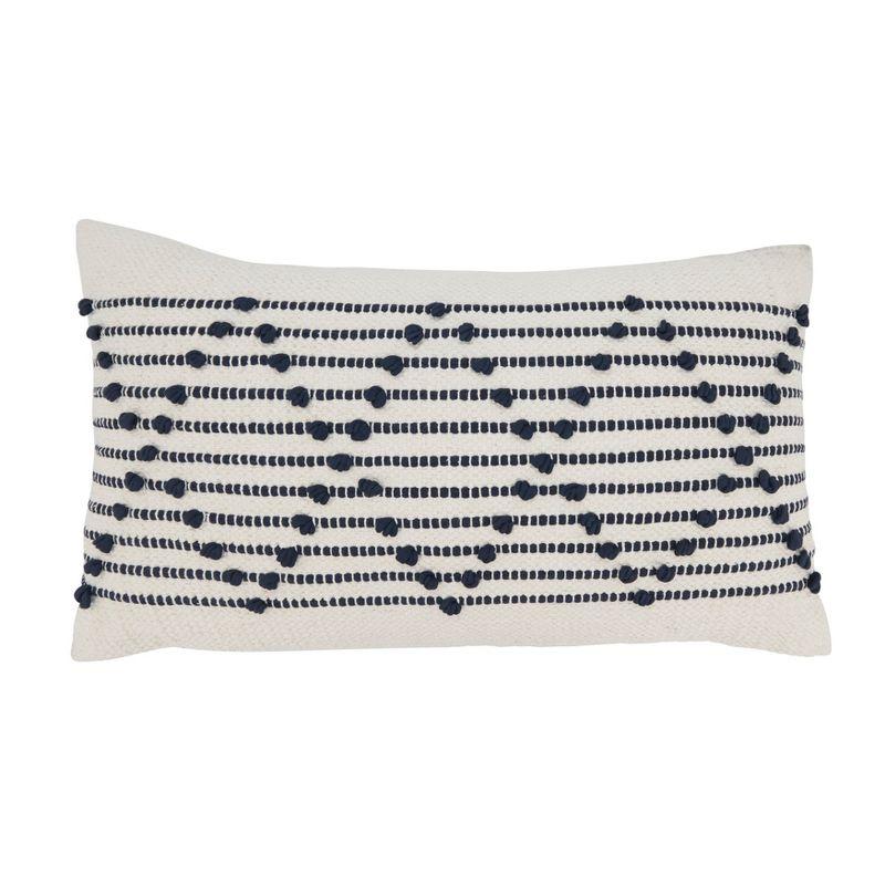 Saro Lifestyle Intricate Diamond Weave Throw Pillow Cover, Off-White, 14"x22"