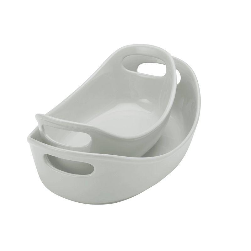 Light Sea Salt Gray Ceramic Oval Baker Set, 2-Piece