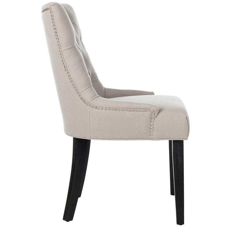 Elegant Taupe Linen and Birch Wood Parsons Side Chair Set