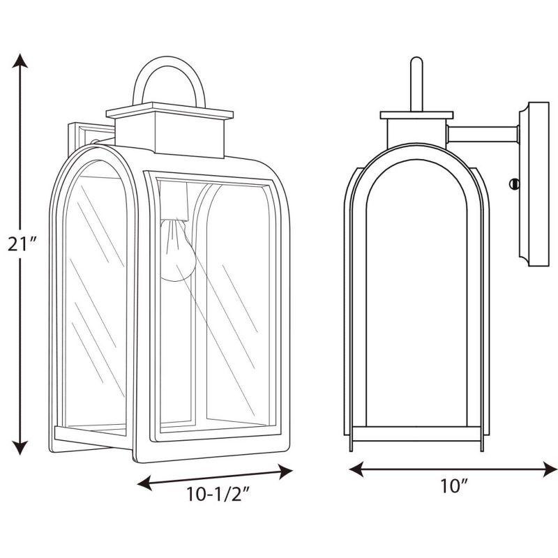 Progress Lighting Refuge 1-Light Large Wall Lantern, Oil Rubbed Bronze, Clear Glass, Umber Reflector Panel