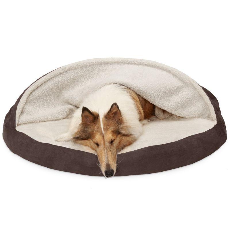 Espresso Faux Sheepskin Orthopedic Snuggery Pet Bed, 19"x14"