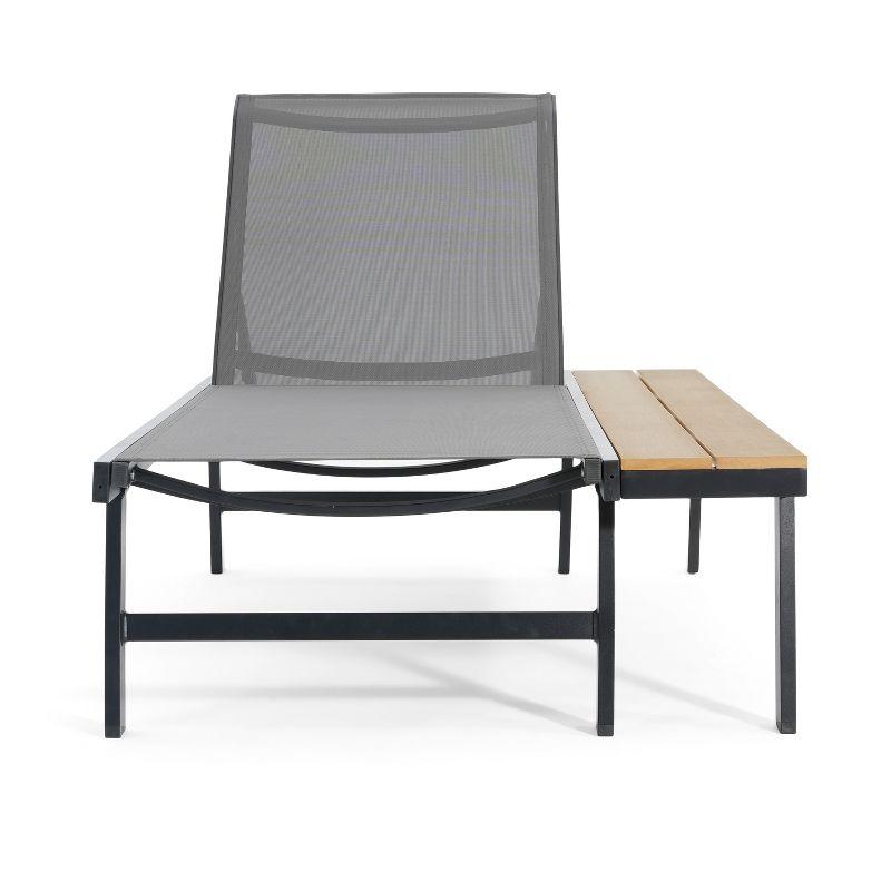 Waterloo Mesh and Aluminum Table Chaise Lounge - Gray - Christopher Knight Home