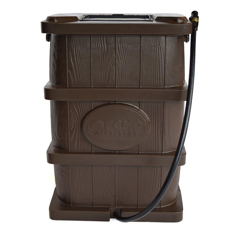 FCMP Outdoor 45 Gal Wood Grain Rain Catcher Barrel Container Brown (Set of 2)