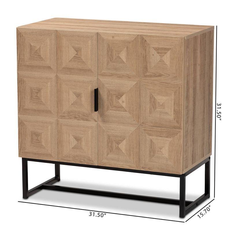 Darien Wood and Metal 2 Door Storage Cabinet Brown/Black - Baxton Studio: Modern Accent Furniture with Fixed Shelves