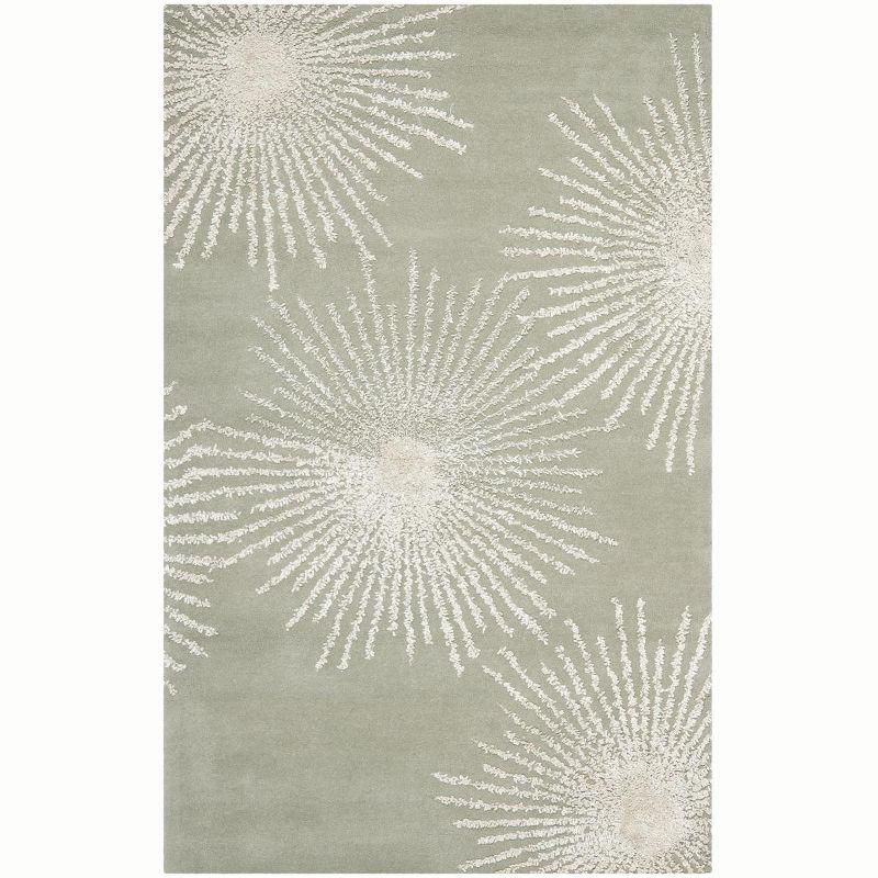 Hand-Tufted Grey/Ivory Wool & Viscose 6' x 9' Rectangular Area Rug