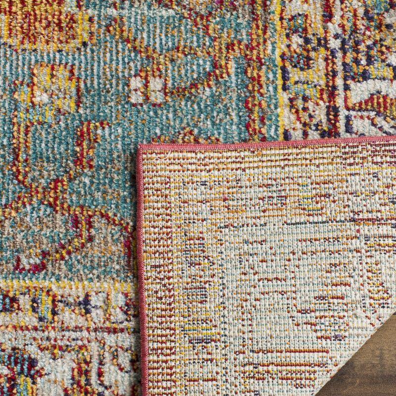 Orange and Light Blue Synthetic Oriental Runner Rug, 2'2" x 11'