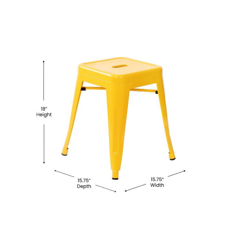 Yellow Stackable Metal Bistro Stools, Set of 4