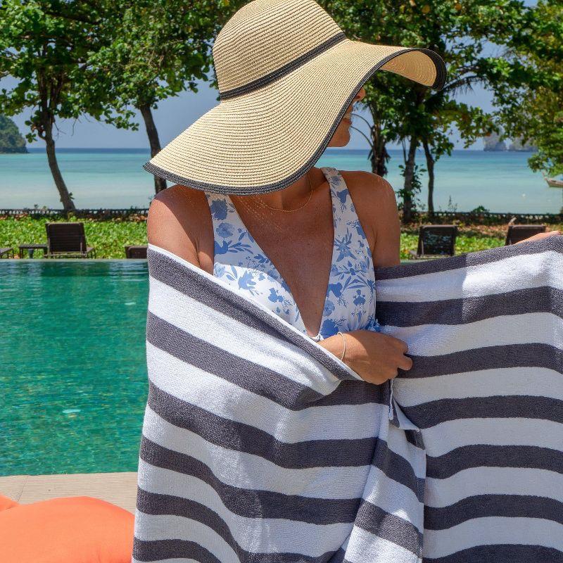 Arkwright Cali-Cabana Striped 100% Cotton Beach Towels (4-Pack), 30x60 in. - Grey