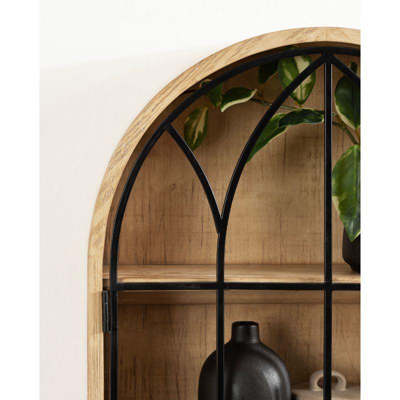 Kate & Laurel All Things Decor 16"x5"x24" Megara Arched Wall Mounted Cabinet Natural: Vintage Style, Iron Metal Door, 3 Shelves