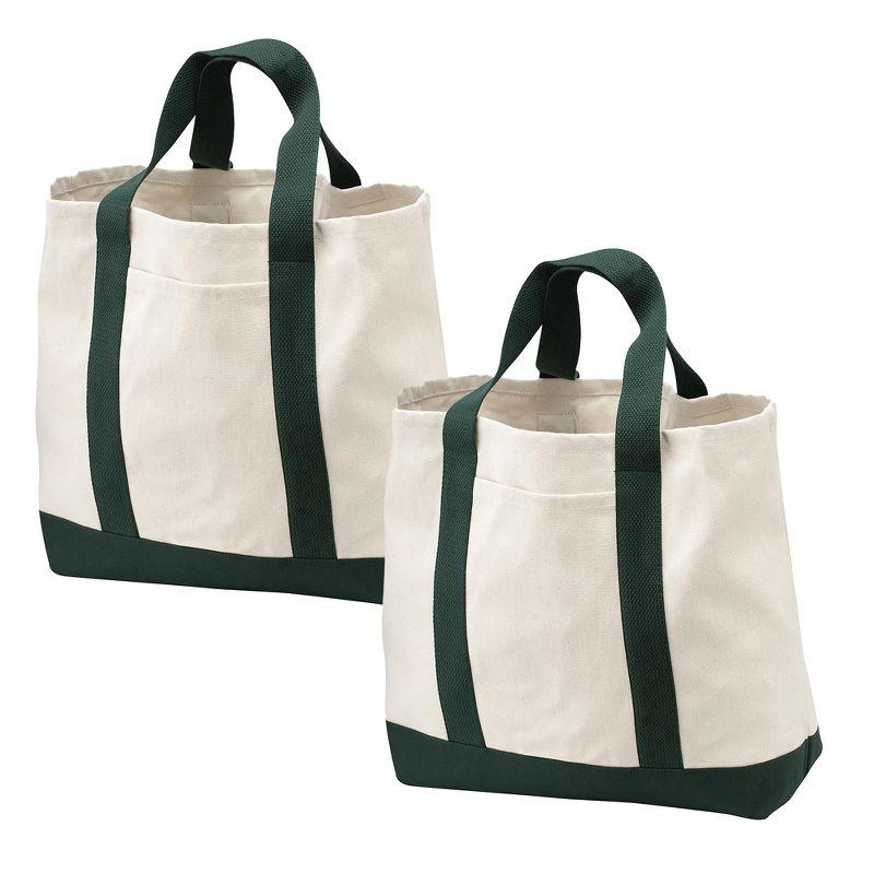 Natural and Forest Green Cotton Twill Two-Tone Tote Bag