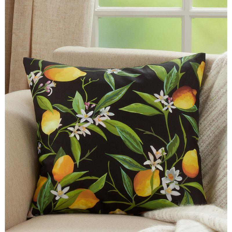 Black and Yellow Lemon Design Outdoor Throw Pillow