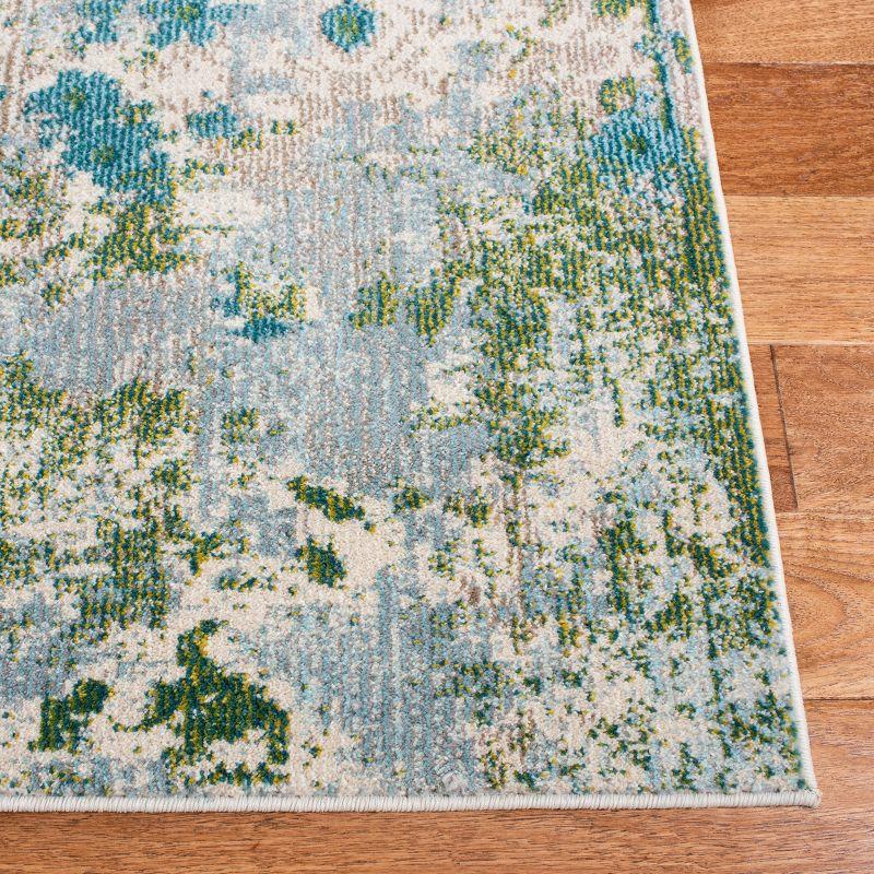 Monaco Green and Turquoise Square Synthetic Area Rug