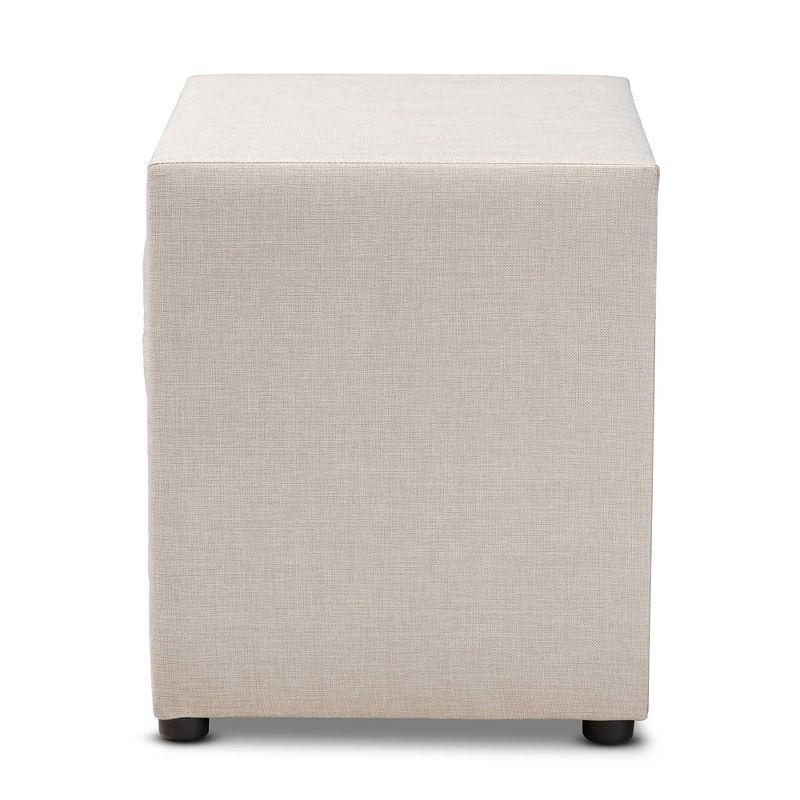 2 Drawer Lepine Wood Nightstand Beige - Baxton Studio: Upholstered, Tufted, Silver Knobs, Assembly Required