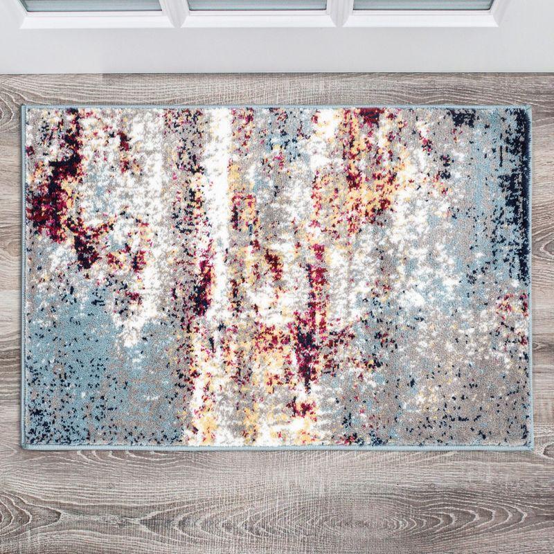 Multi Abstract Watercolor Polypropylene Area Rug 2' x 3'